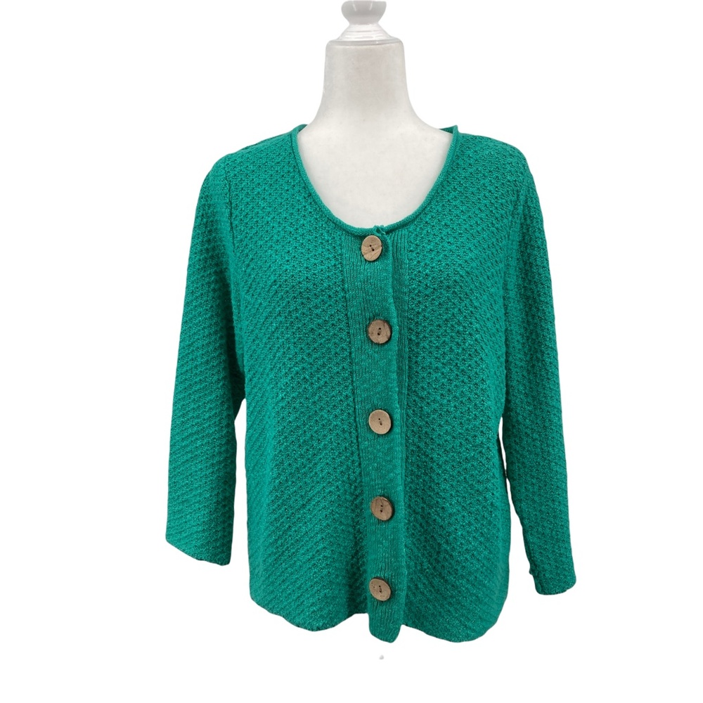 Habitat Clothes to Live In Teal Button Cardigan Sweater - Picture 1 of 9